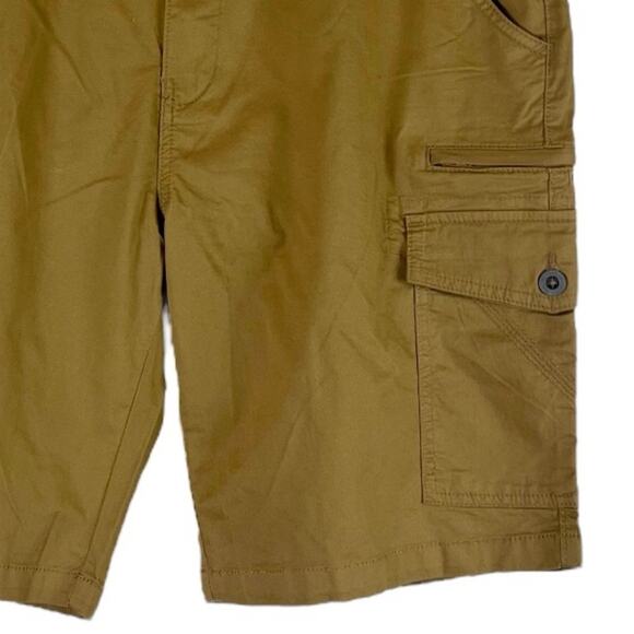 Iron Co Men’s Twill Cargo Shorts Desert Camel Pockets Stretch Comfort Size 36 - Picture 7 of 12